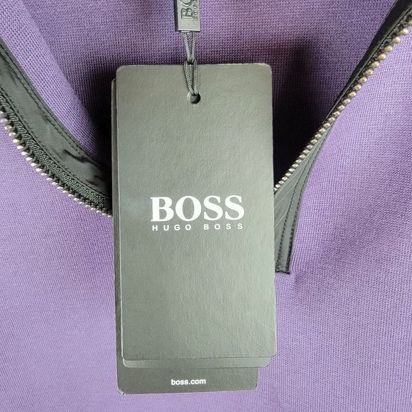 Hugo Boss Sidney Purple Black Quarter Zip Long Sleeves Pullover Sweatshirt M - Picture 14 of 16